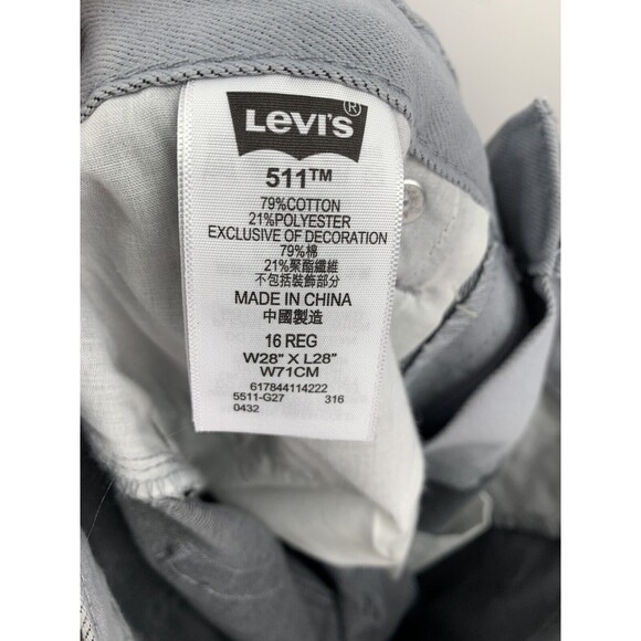 Levi’s Sim 511 Light Gray Skate Stretch Slim Fit Denim Jeans 28 X28 NEW Youth 16 - Picture 12 of 12